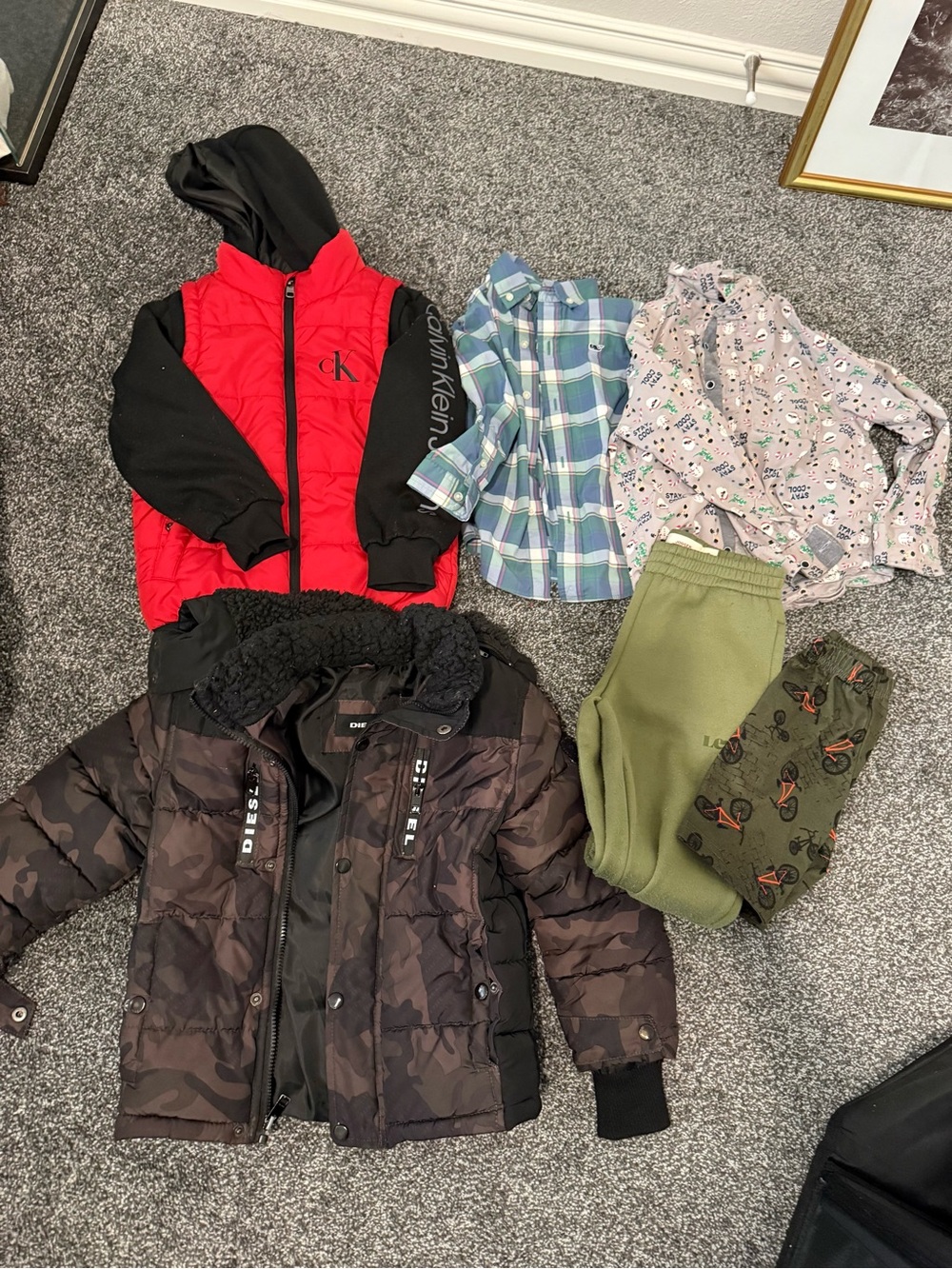 Diesel Red Black Olive Green Camo Lined Jacket